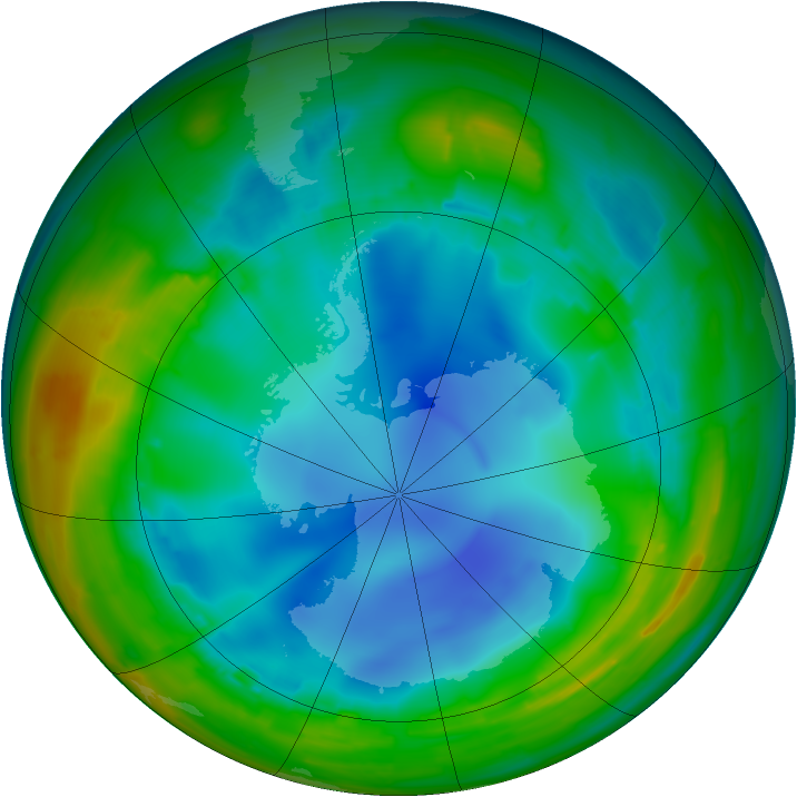 Antarctic ozone map for 30 July 2009